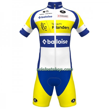 Fietskleding (Fietsshirt + Korte Koersbroek) 2023 Flanders Baloise - Geel Blauw Wit